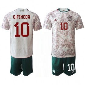 Virallinen pelipaita Meksiko Orbelin Pineda 10 Vieras World Cup 2022 Lyhythihainen - Lasten ( + Lyhyet housut )